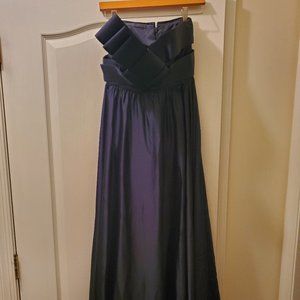 Blue size 2 strapless gown with bow front.